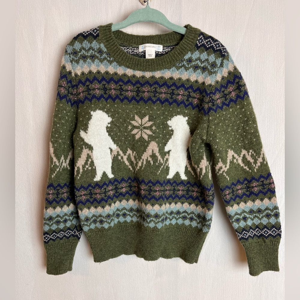 J crew Kids' bear Fair Isle sweater in lambswool blend XS (4-5)
